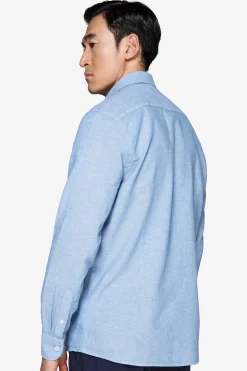 Light blue linen blend relaxed shirt