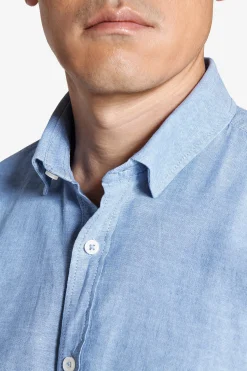 Light blue linen blend relaxed shirt