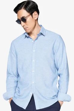 Light blue linen blend relaxed shirt