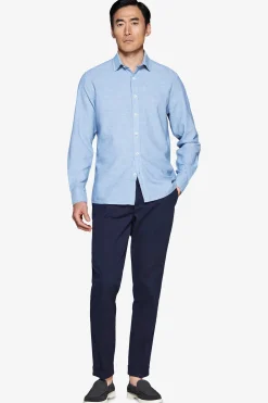 Light blue linen blend relaxed shirt