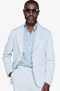 Light blue linen blend slub blazer