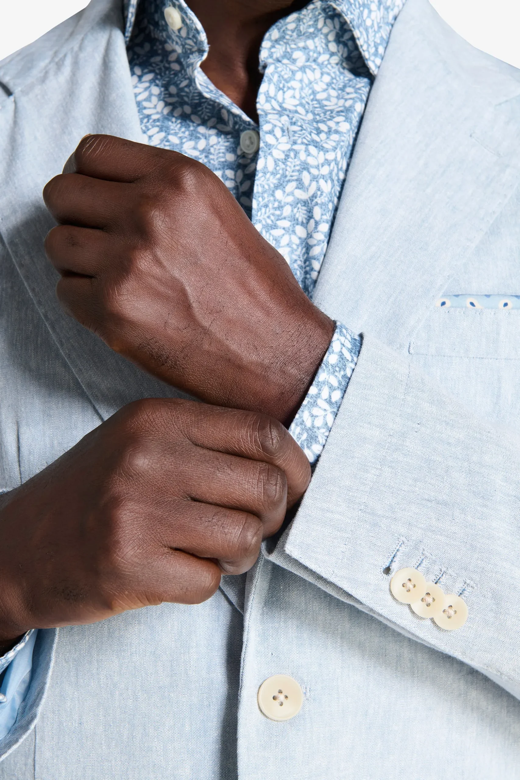 Light blue linen blend slub blazer