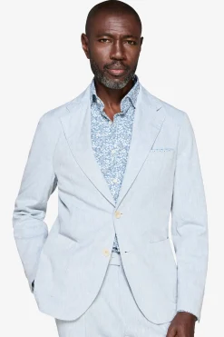 Light blue linen blend slub blazer