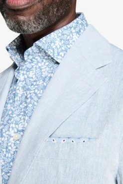 Light blue linen blend slub blazer