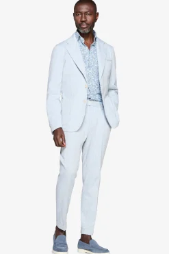 Light blue linen blend slub blazer