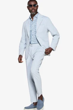 Light blue linen blend slub blazer