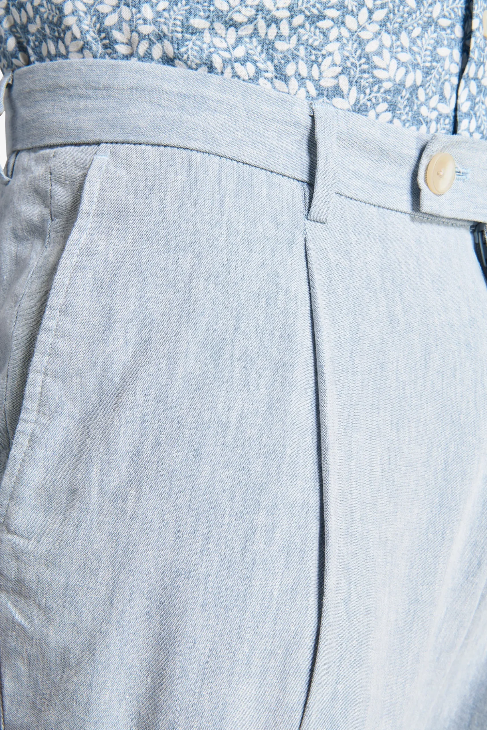Light blue linen blend slub trousers