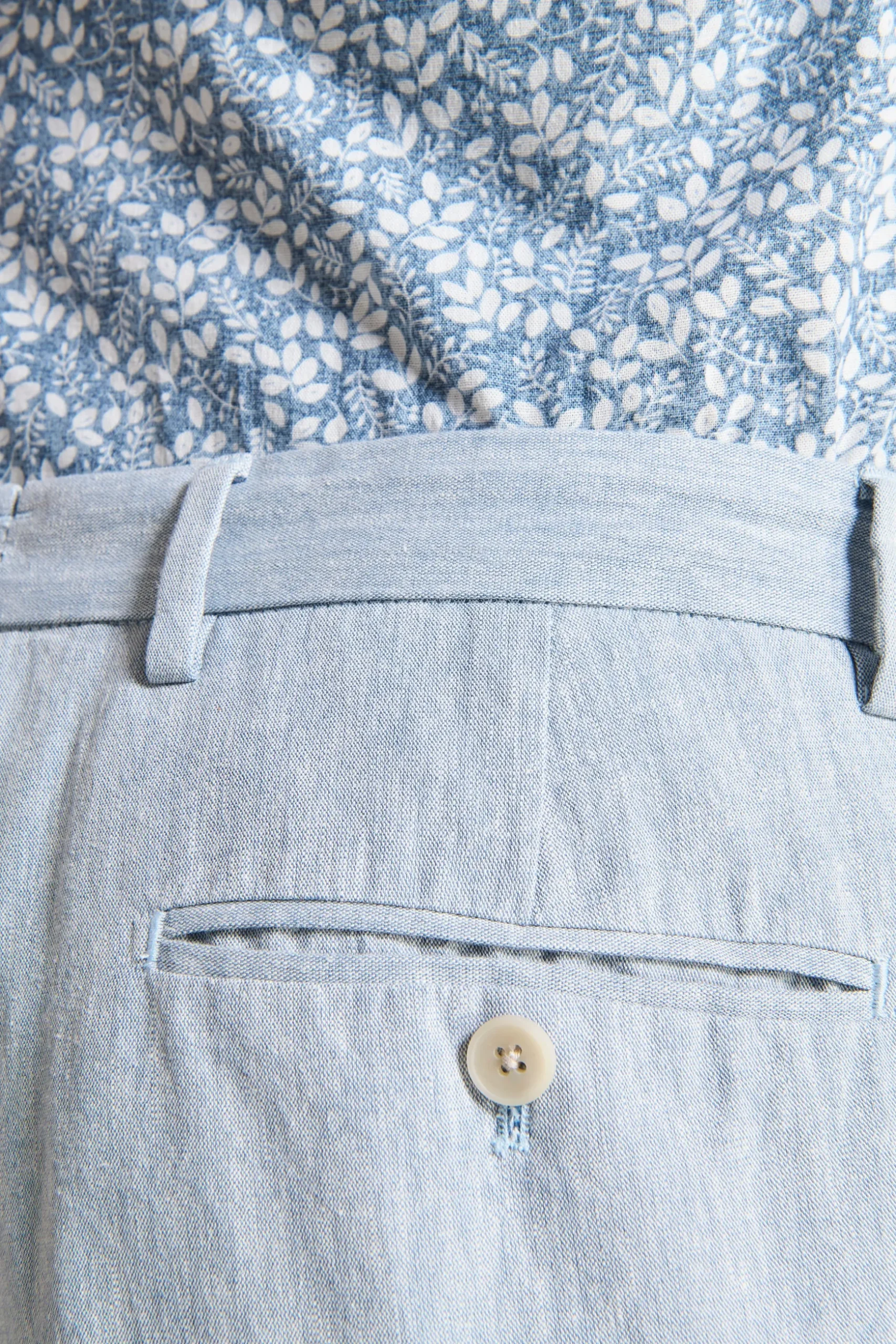 Light blue linen blend slub trousers