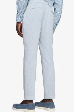 Light blue linen blend slub trousers