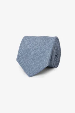 Light blue linen blend tie