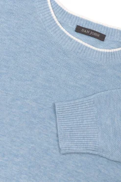 Light blue melange effect crewneck sweater