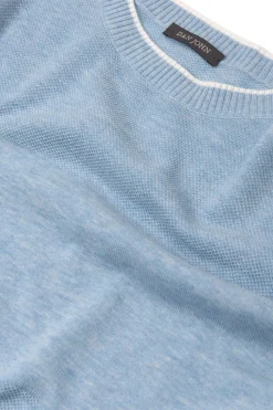 Light blue melange effect crewneck sweater
