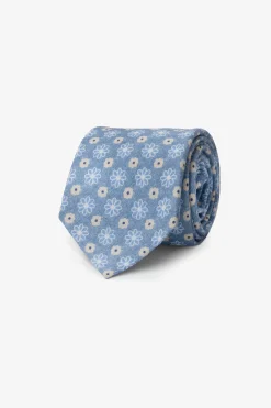 Light blue micro flowers cotton tie