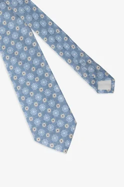 Light blue micro flowers cotton tie