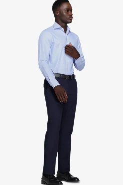 Light blue micro Pied de Poule shirt