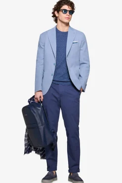 Light blue peak lapel textured blazer