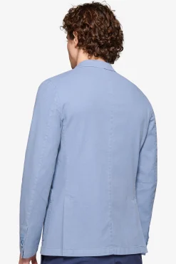 Light blue peak lapel textured blazer
