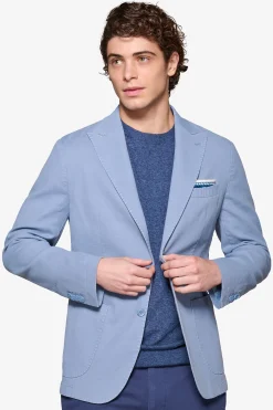 Light blue peak lapel textured blazer