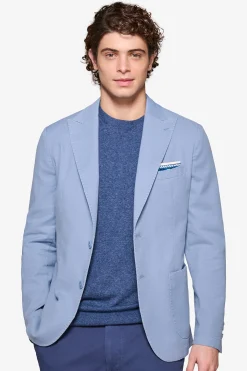 Light blue peak lapel textured blazer