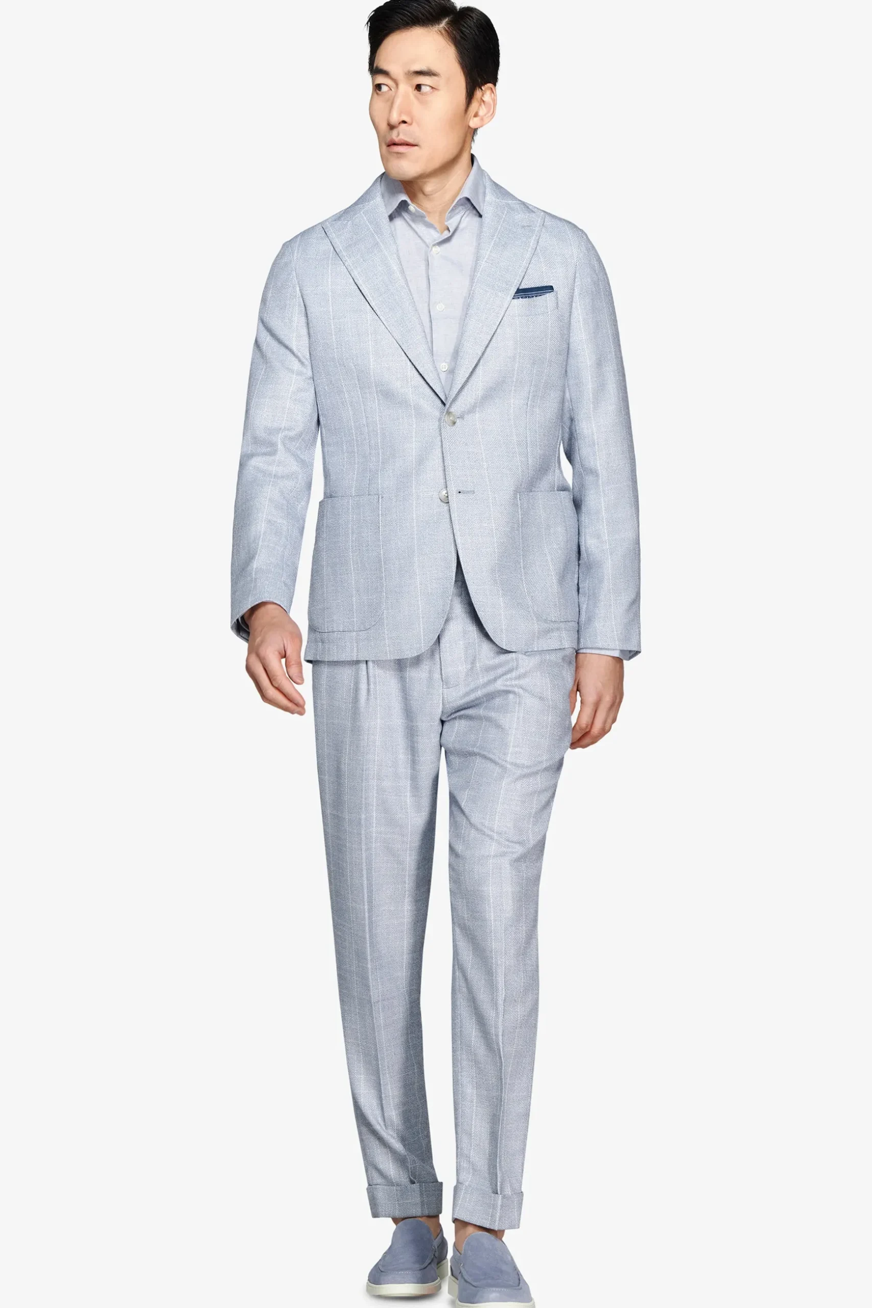 Light blue pinstripe suit blazer