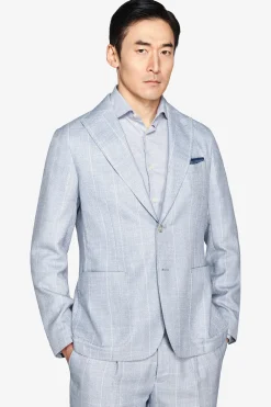 Light blue pinstripe suit blazer
