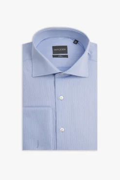 Light blue slim piquet cufflink shirt