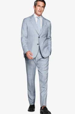 Light blue slub fabric blazer