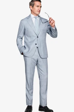 Light blue slub fabric blazer