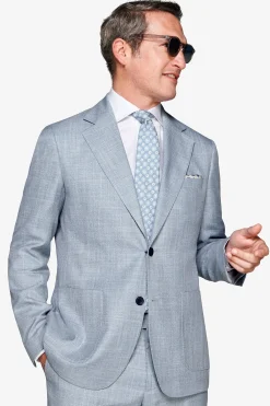 Light blue slub fabric blazer