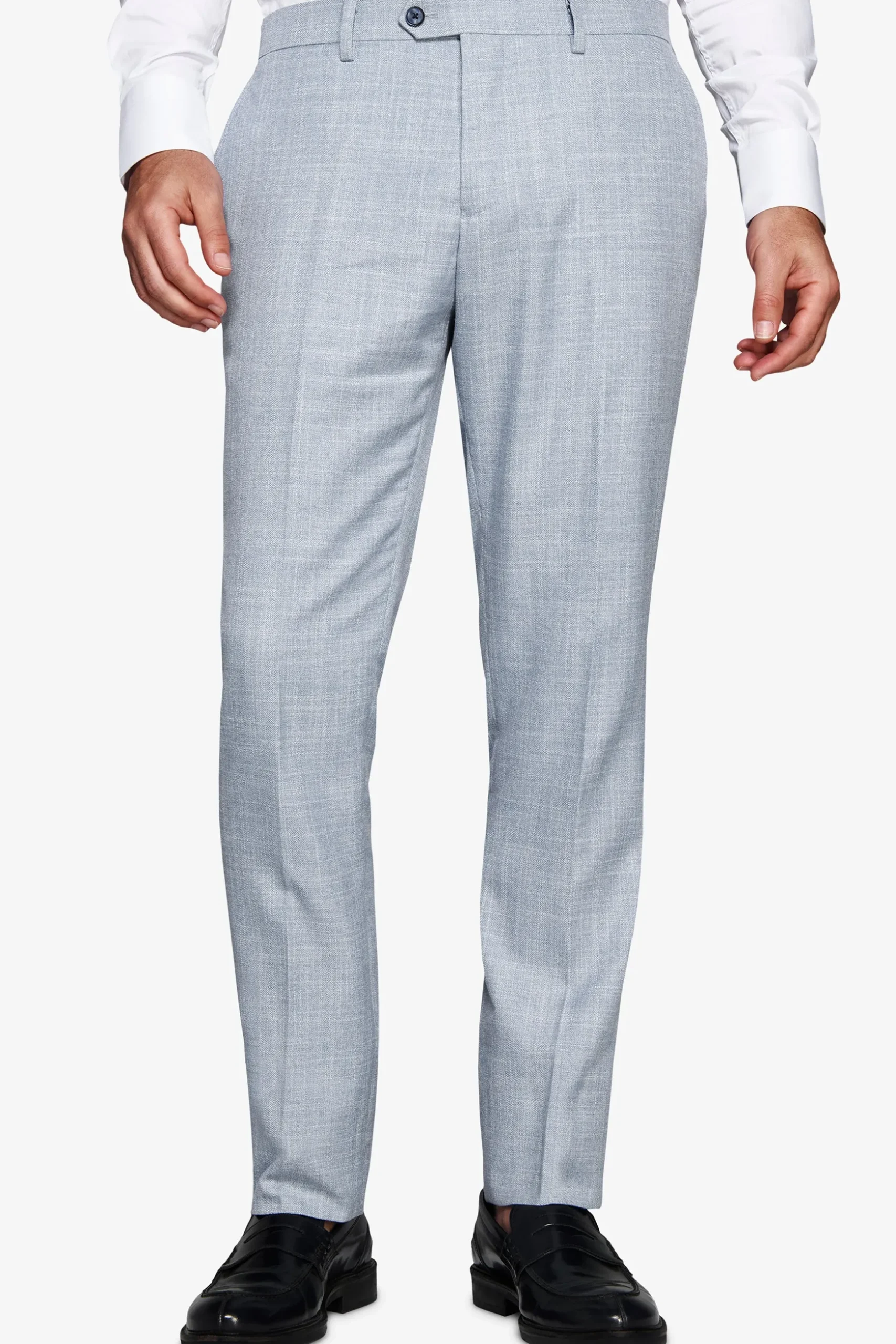 Light blue slub fabric trousers