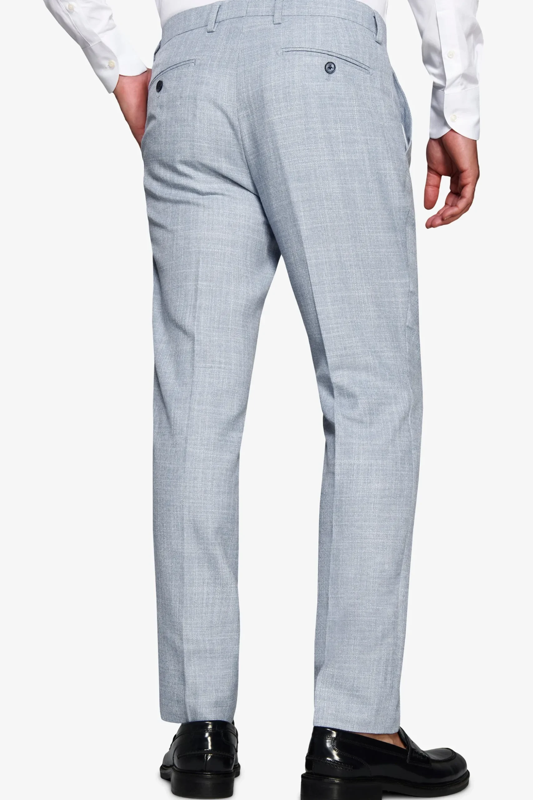 Light blue slub fabric trousers