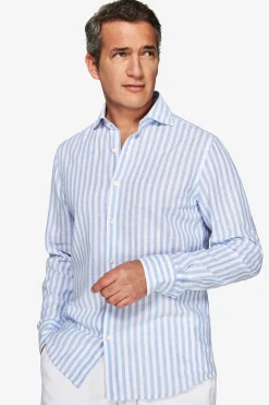 Light blue striped slim shirt