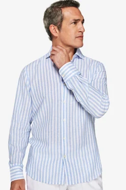 Light blue striped slim shirt