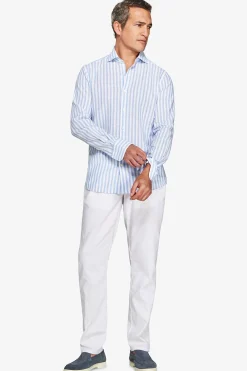 Light blue striped slim shirt
