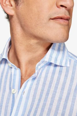Light blue striped slim shirt
