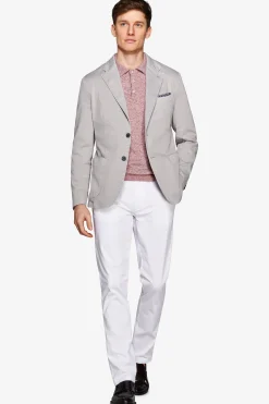 Light gray garment-dyed textured slim blazer