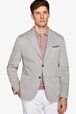 Light gray garment-dyed textured slim blazer