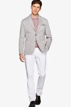 Light gray garment-dyed textured slim blazer