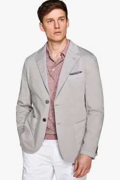 Light gray garment-dyed textured slim blazer