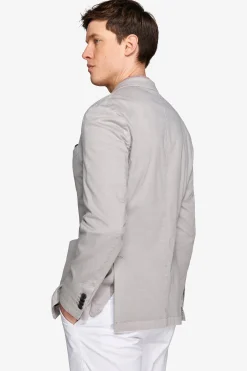 Light gray garment-dyed textured slim blazer