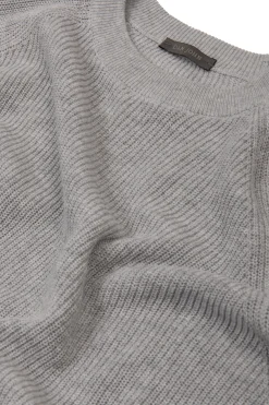 Light gray ribbed crewneck sweater