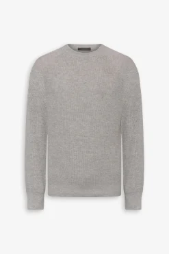 Light gray ribbed crewneck sweater