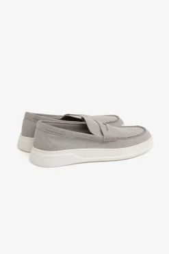 Light gray suede loafers