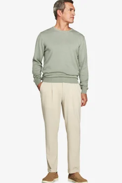 Light green basic crewneck cotton sweater