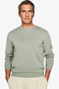 Light green basic crewneck cotton sweater