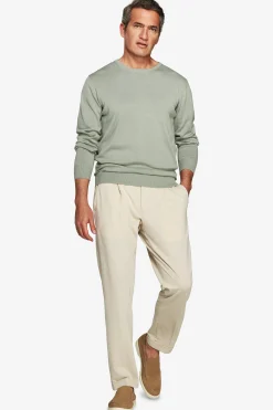 Light green basic crewneck cotton sweater