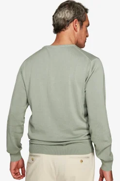 Light green basic crewneck cotton sweater