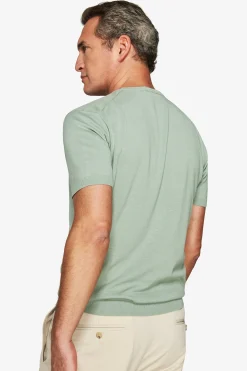 Light green knit cotton basic t-shirt
