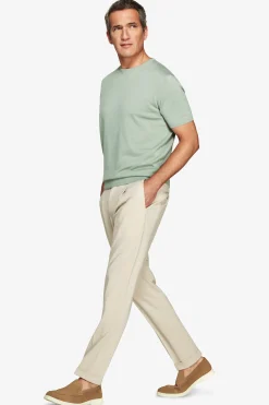 Light green knit cotton basic t-shirt