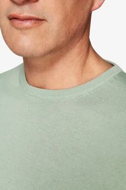Light green knit cotton basic t-shirt